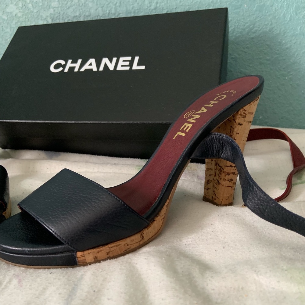 Chanel platform sandals with cork heels